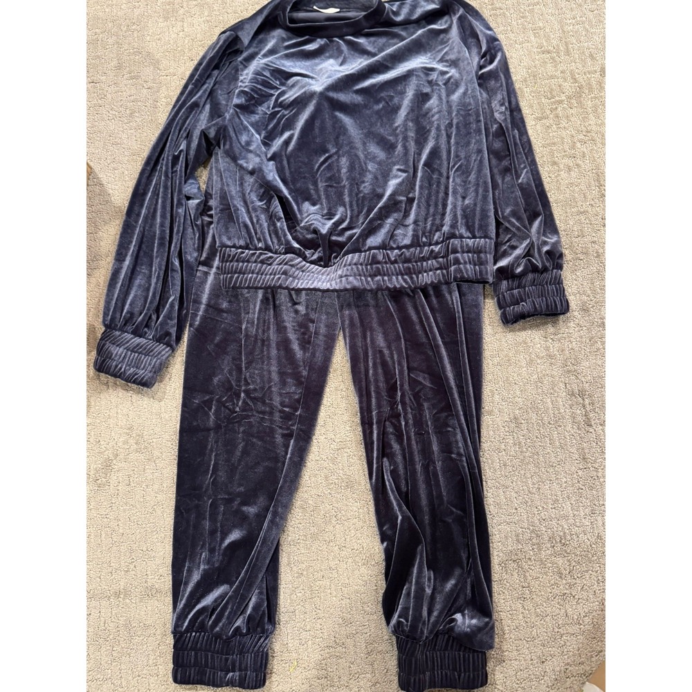 Laina Rauma velvet velour jogger Set Size Medium Navy
